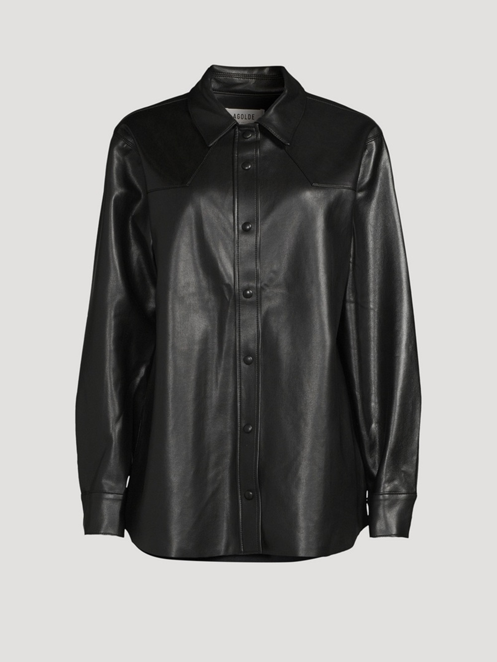 Agolde Vegan Leather Black Button-Down